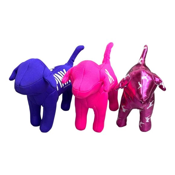 Victorias Secret PINK 1986 Dogs Set Of 3 Plush Toy Collection Metallic Blue Lot - Picture 2 of 6